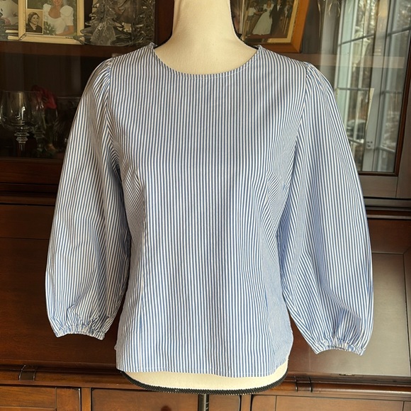 J. Crew Striped Puff Sleeve Striped Top 6 - Picture 12 of 12